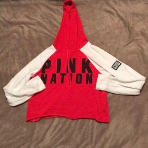 Pink nation crop hoodie